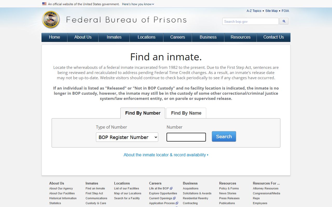 Federal BOP inmate locator related to Passaic County inmate records