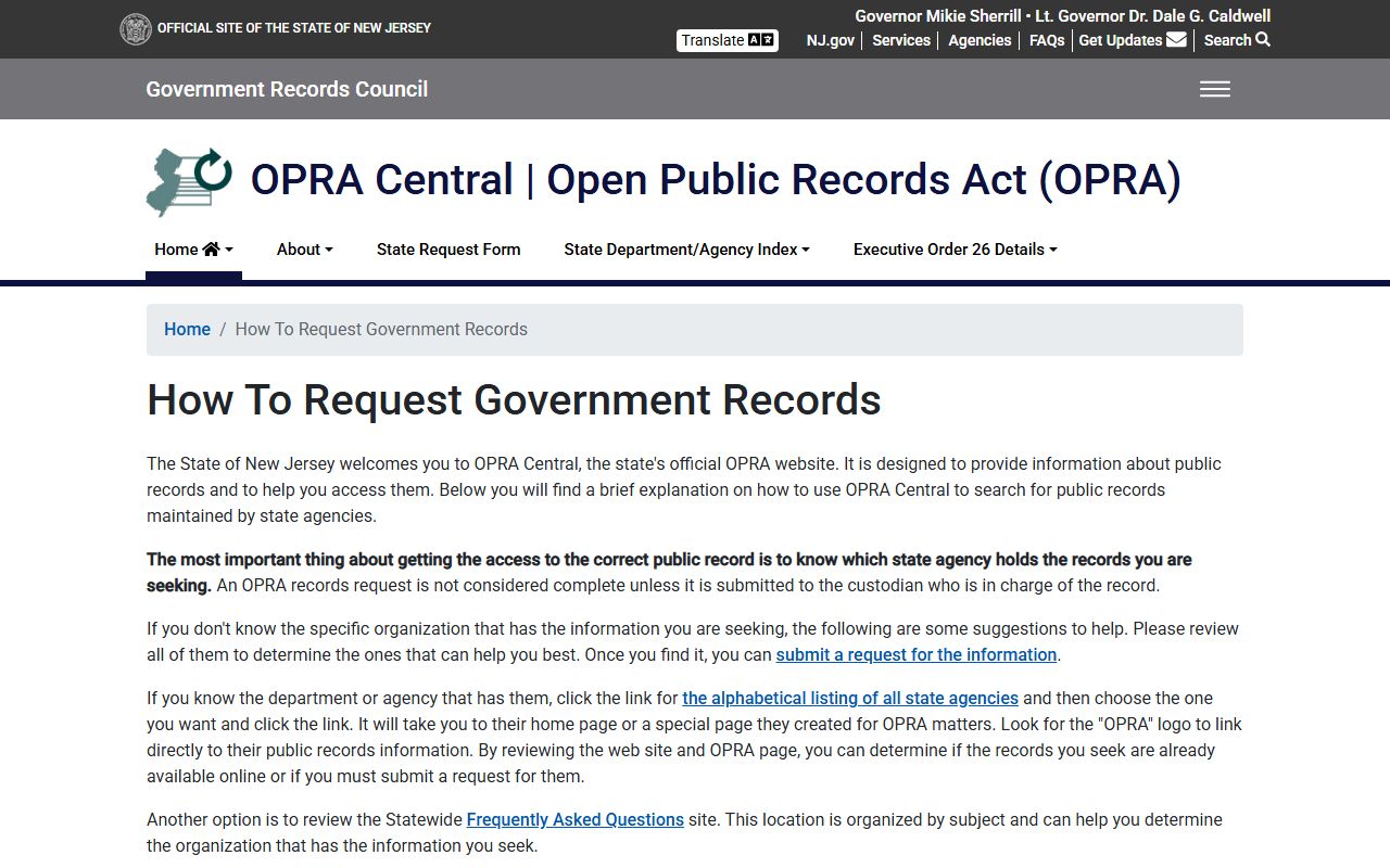OPRA request records guidance for Passaic County public records