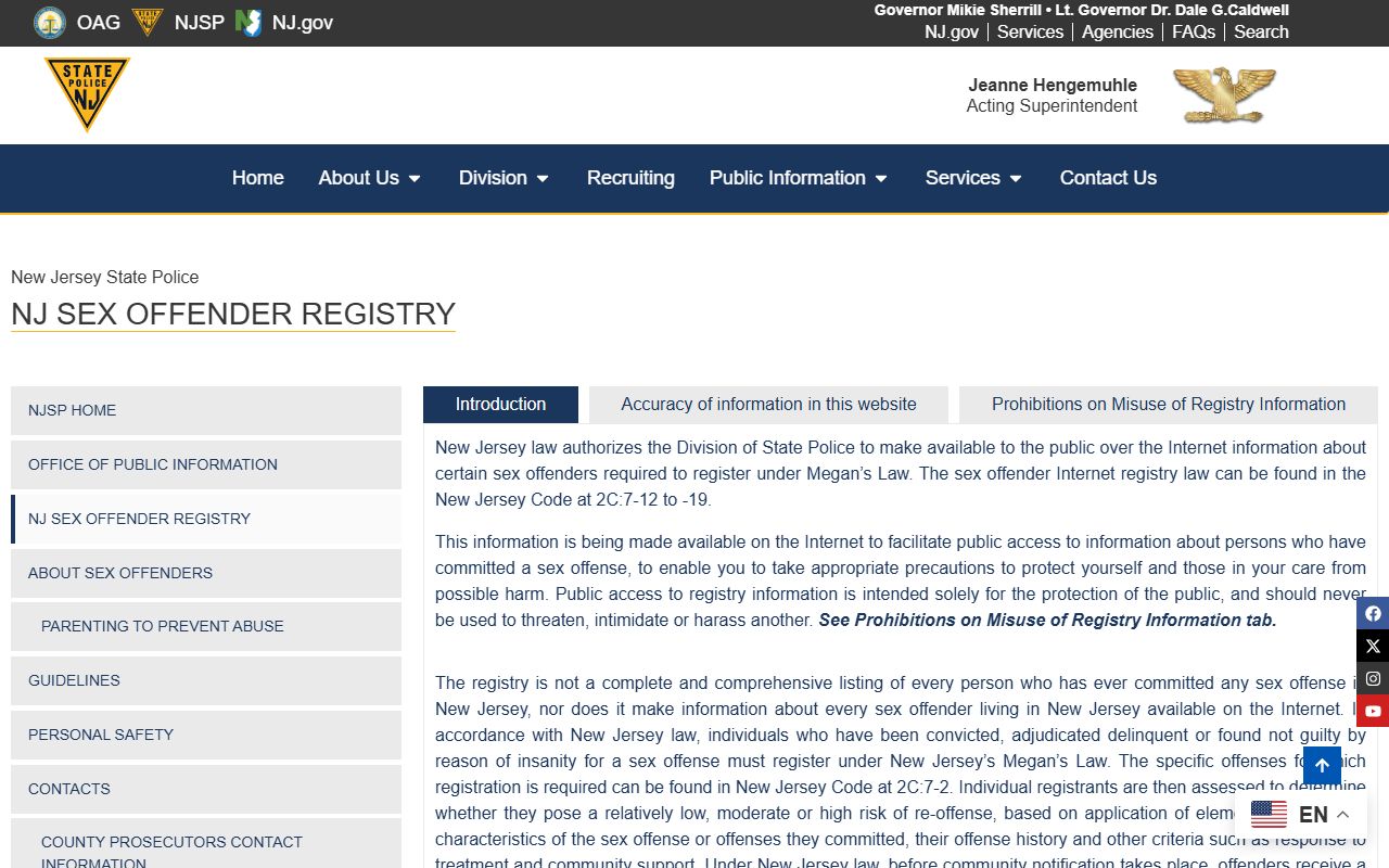 New Jersey Sex Offender Internet Registry related to Passaic County records